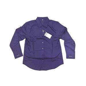 Ruisin Purple Men’s Long Sleeve Button Down T-shirt Size Medium